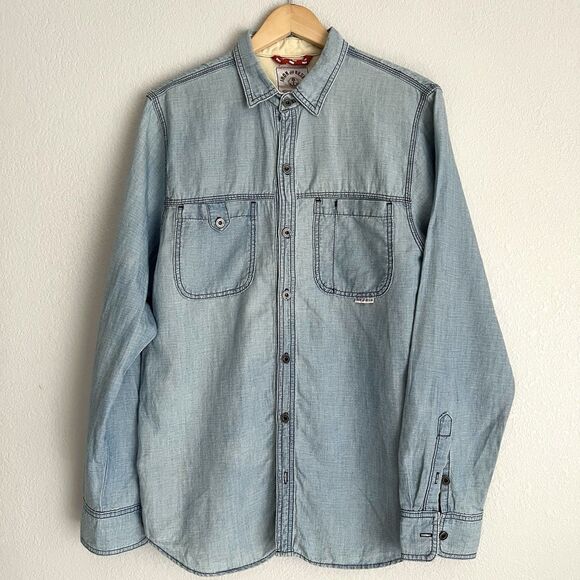 Iron & Resin chambray denim long-sleeve shirt Size M - Picture 1 of 9